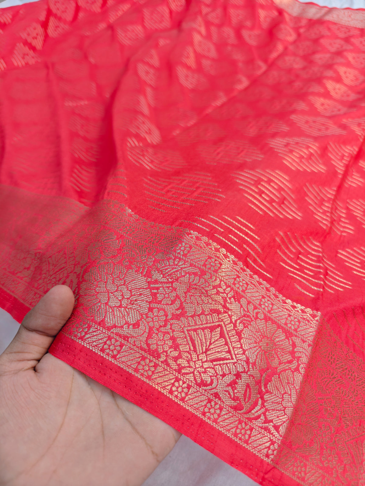 DOLA SILK BABY PINK WITH GOLDEN ZARI BORDER