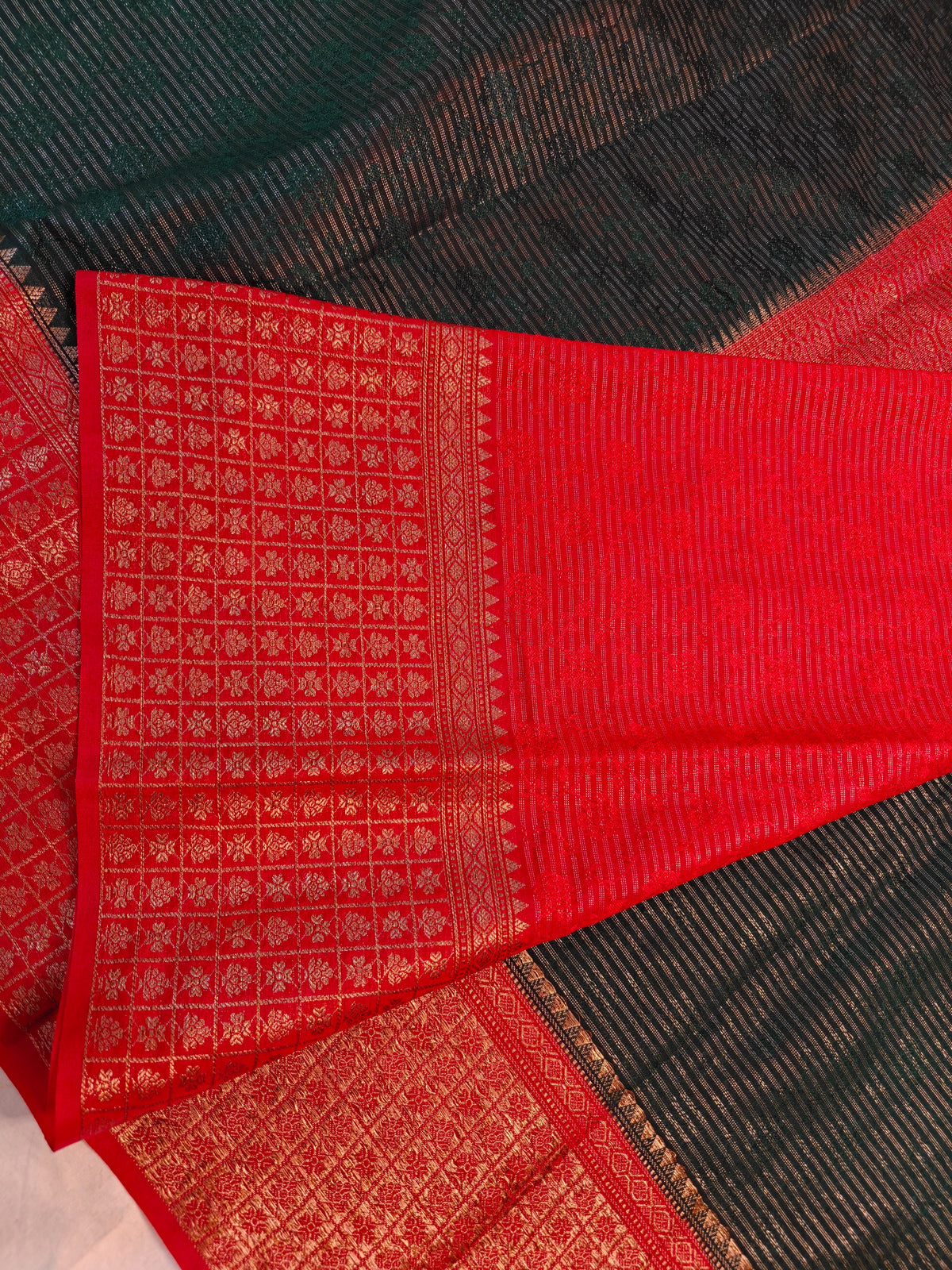 DOLA SILK DEEP ORANGE WITH GOLDEN ZARI BOREDR
