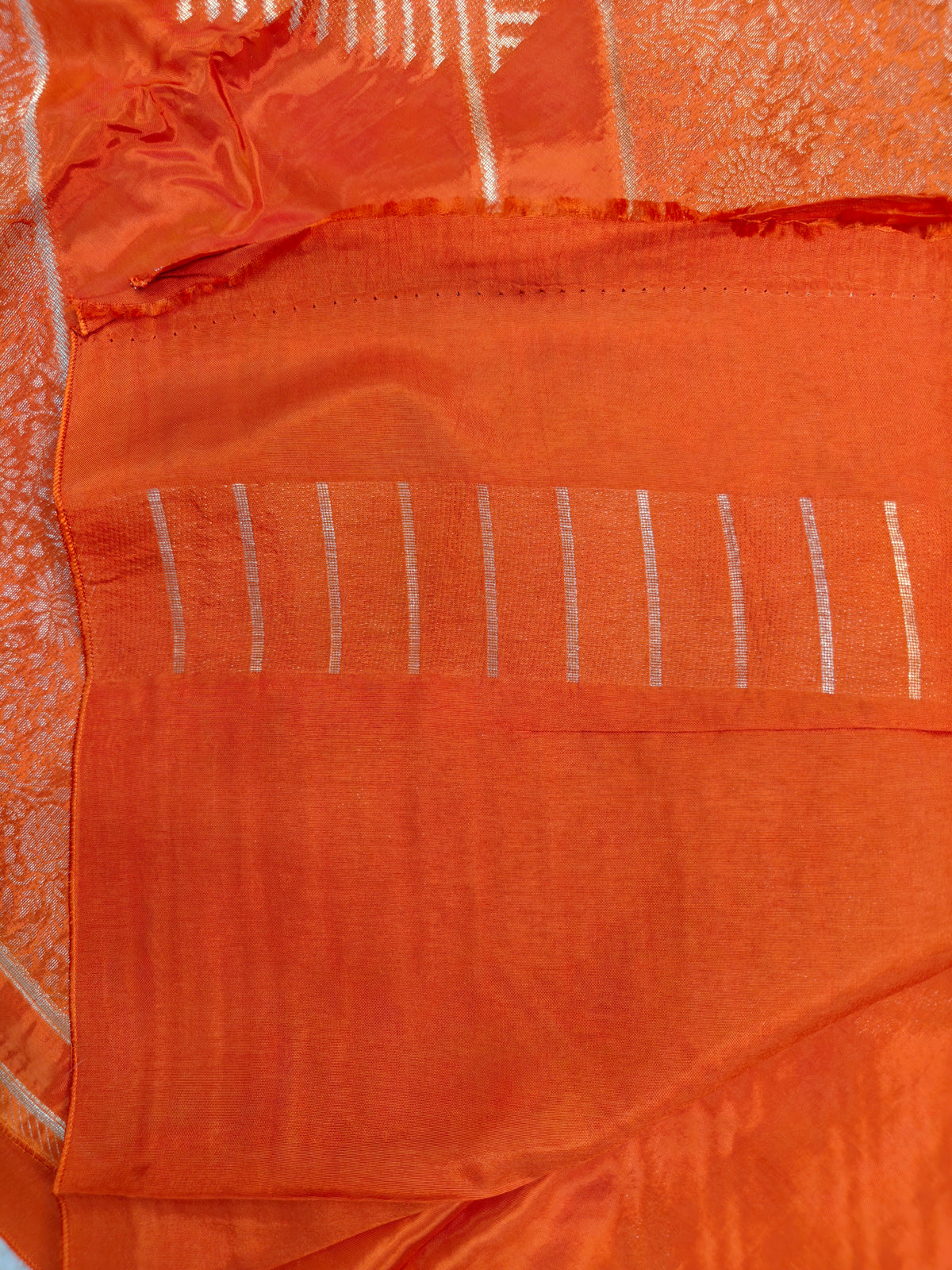 KOREAN SILK VIBRANT ORANGE WITH GOLDEN ZARI BORDER