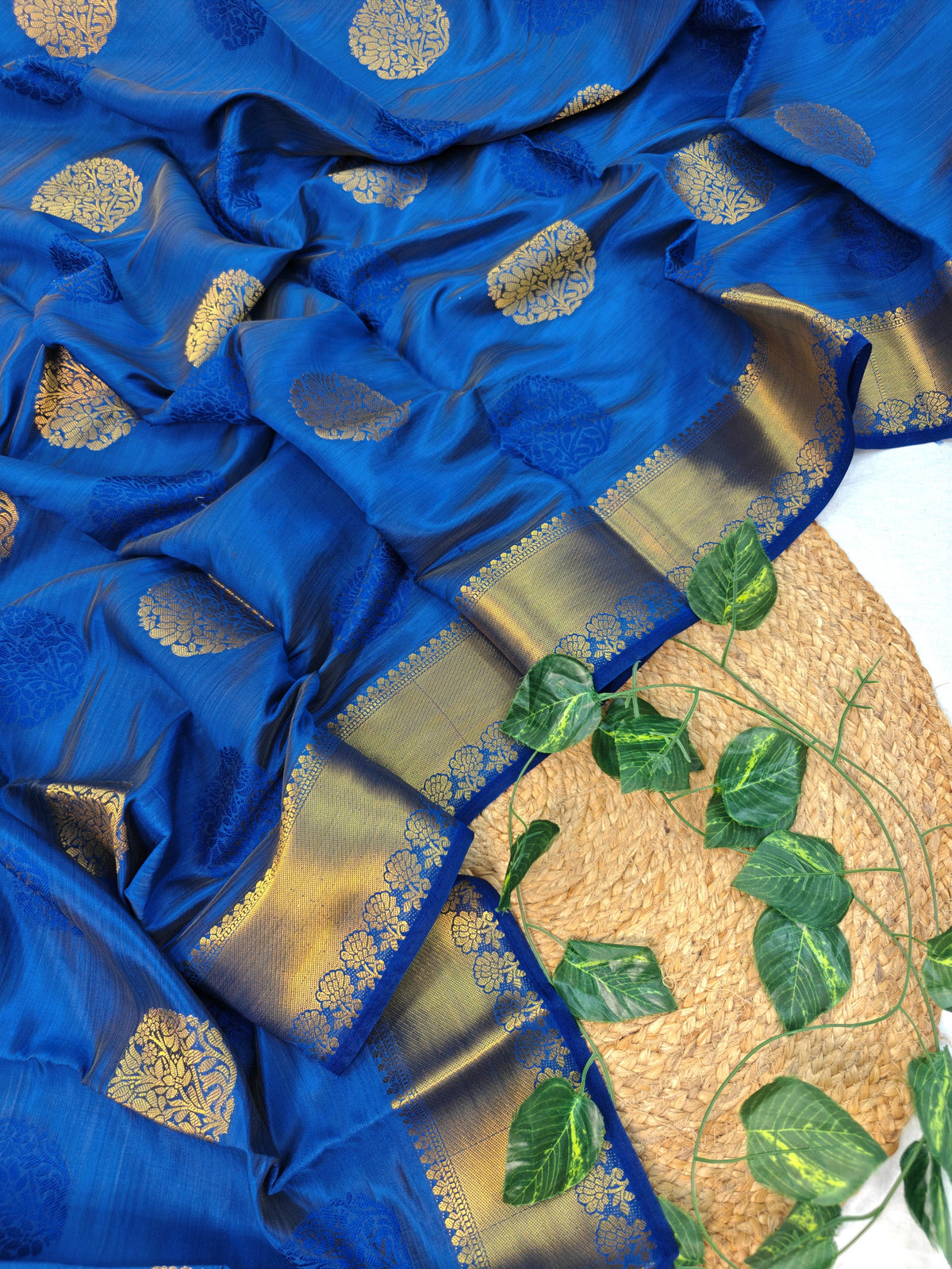 MATKA SILK IN ROYAL BLUE WITH ZARI RESHAM BOOTA