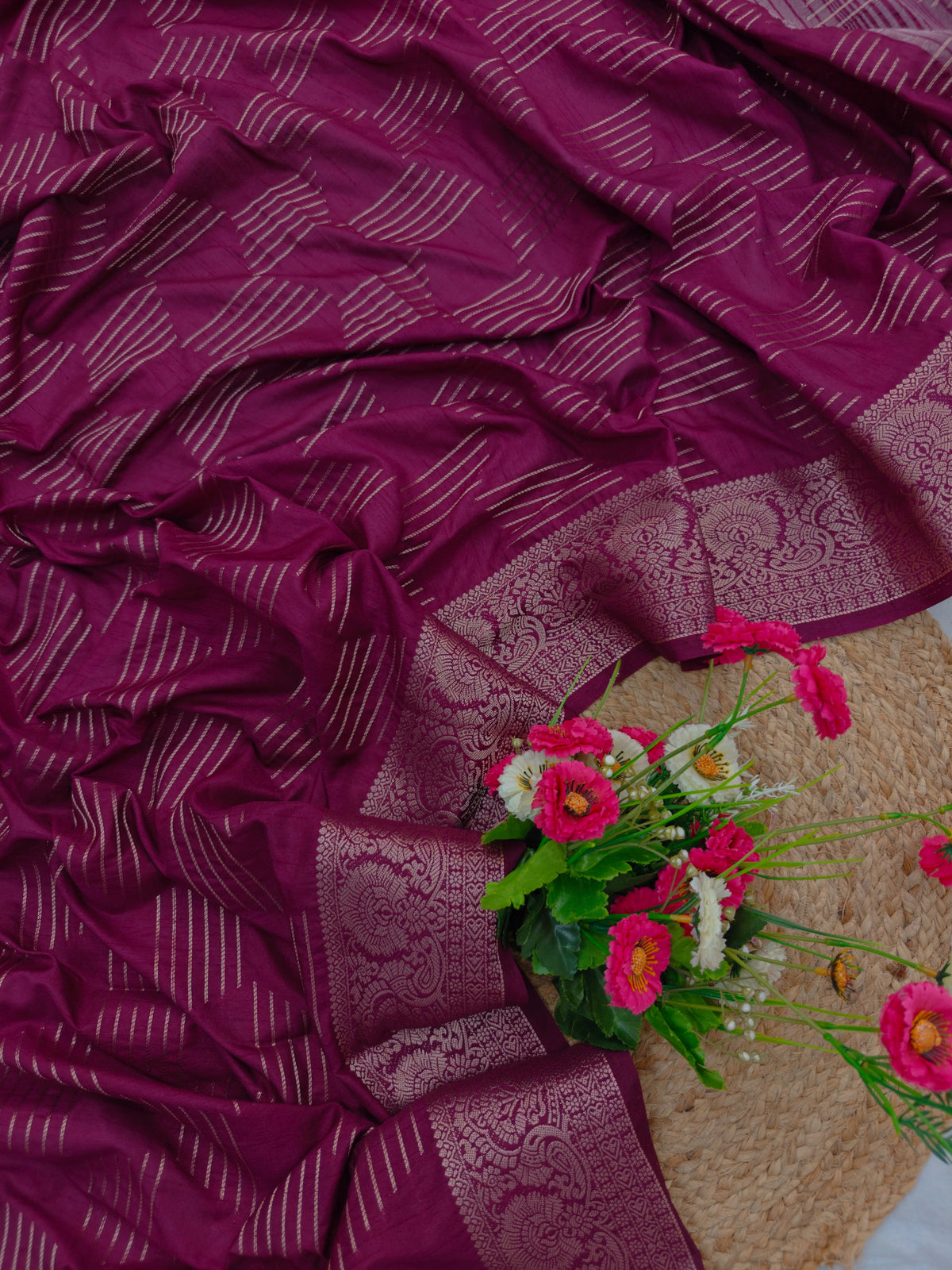 DOLA SILK MAGENTA WITH GOLDEN ZARI WORK BORDER