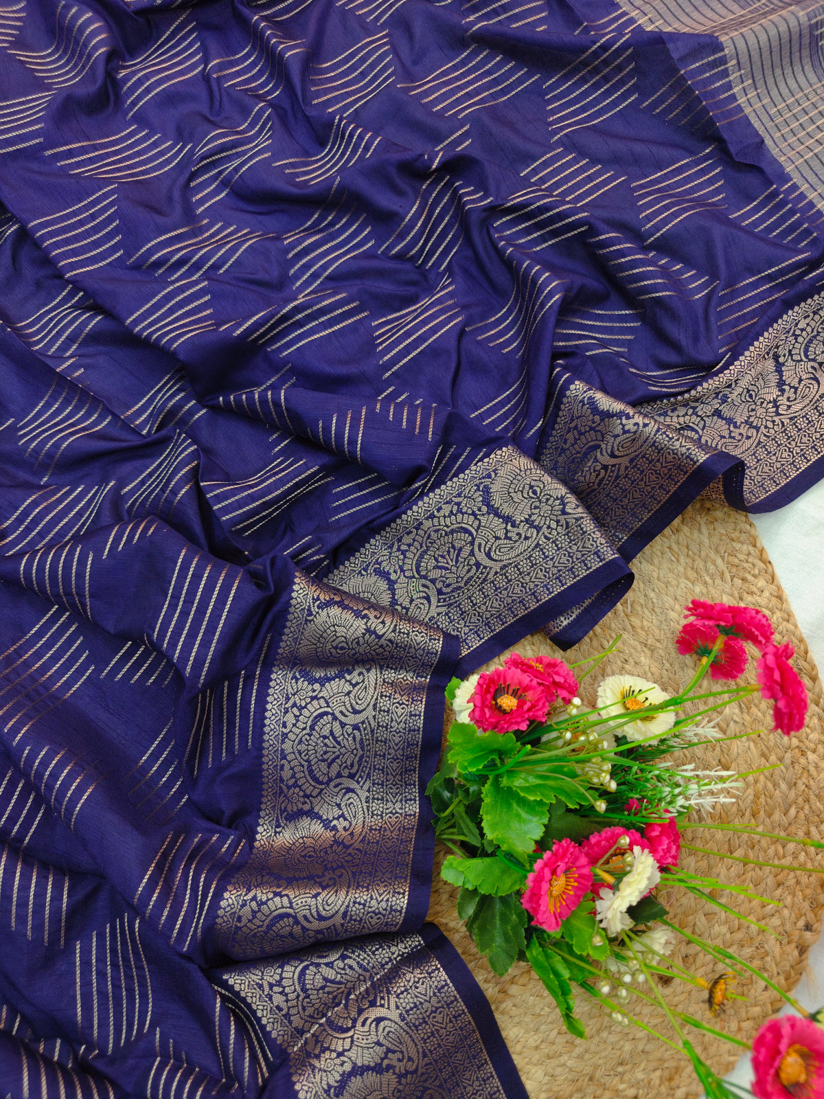 DOLA SILK PUPLE WITH GOLDEN ZARI BORDER