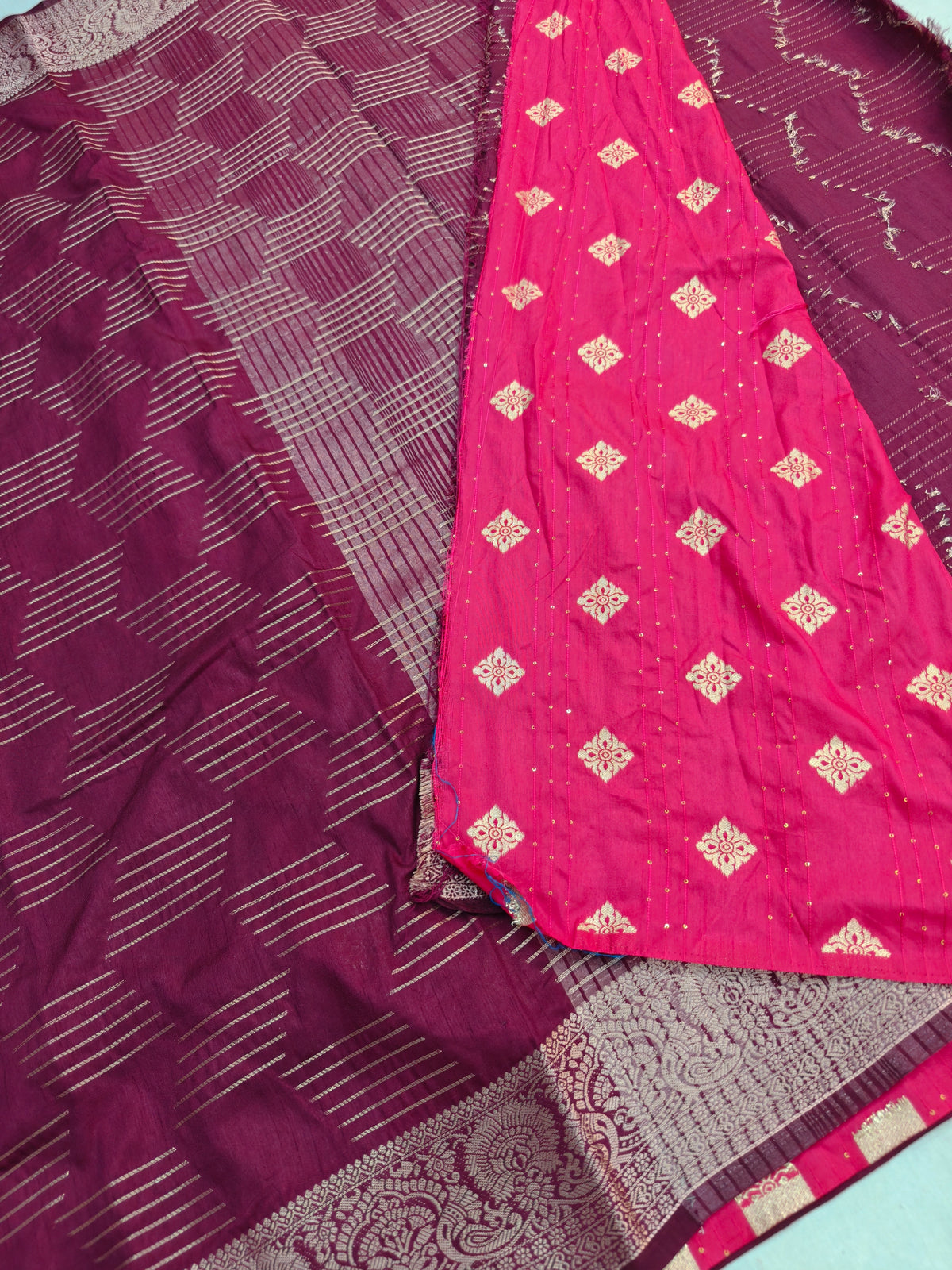 DOLA SILK MAGENTA WITH GOLDEN ZARI WORK BORDER