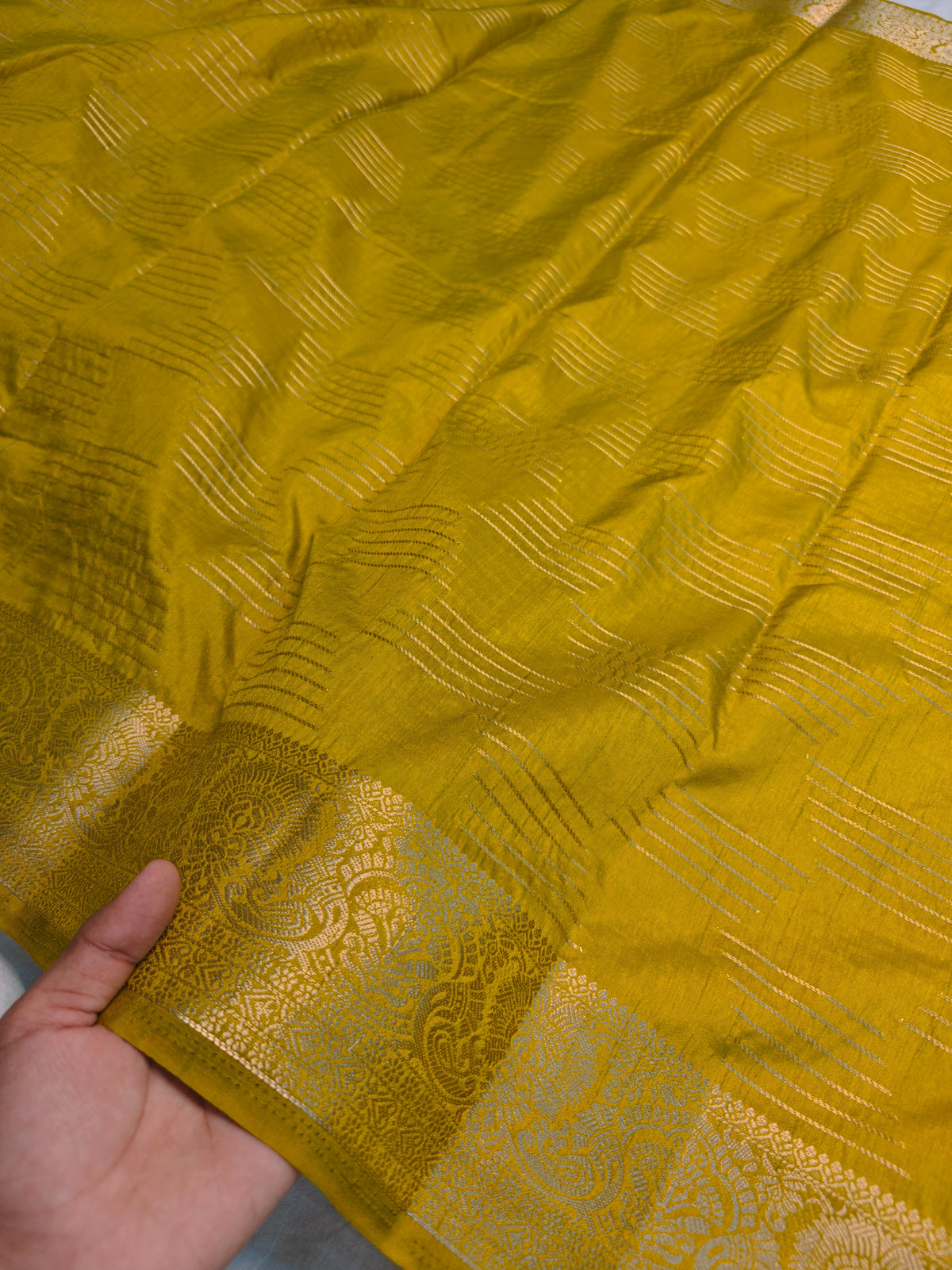 DOLA SILK YELLOW WITH GOLDEN ZARI BORDER