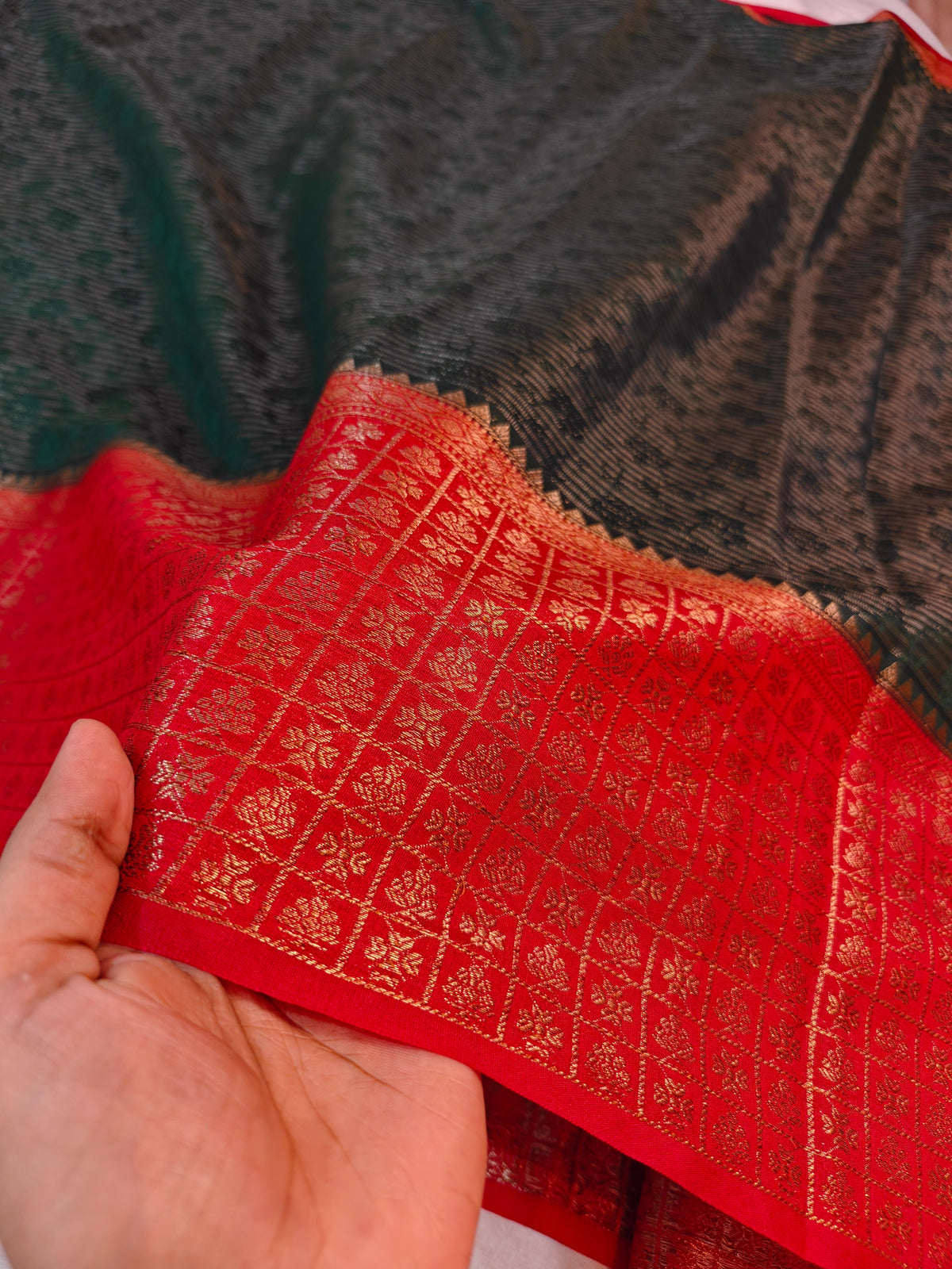 DOLA SILK DEEP ORANGE WITH GOLDEN ZARI BOREDR