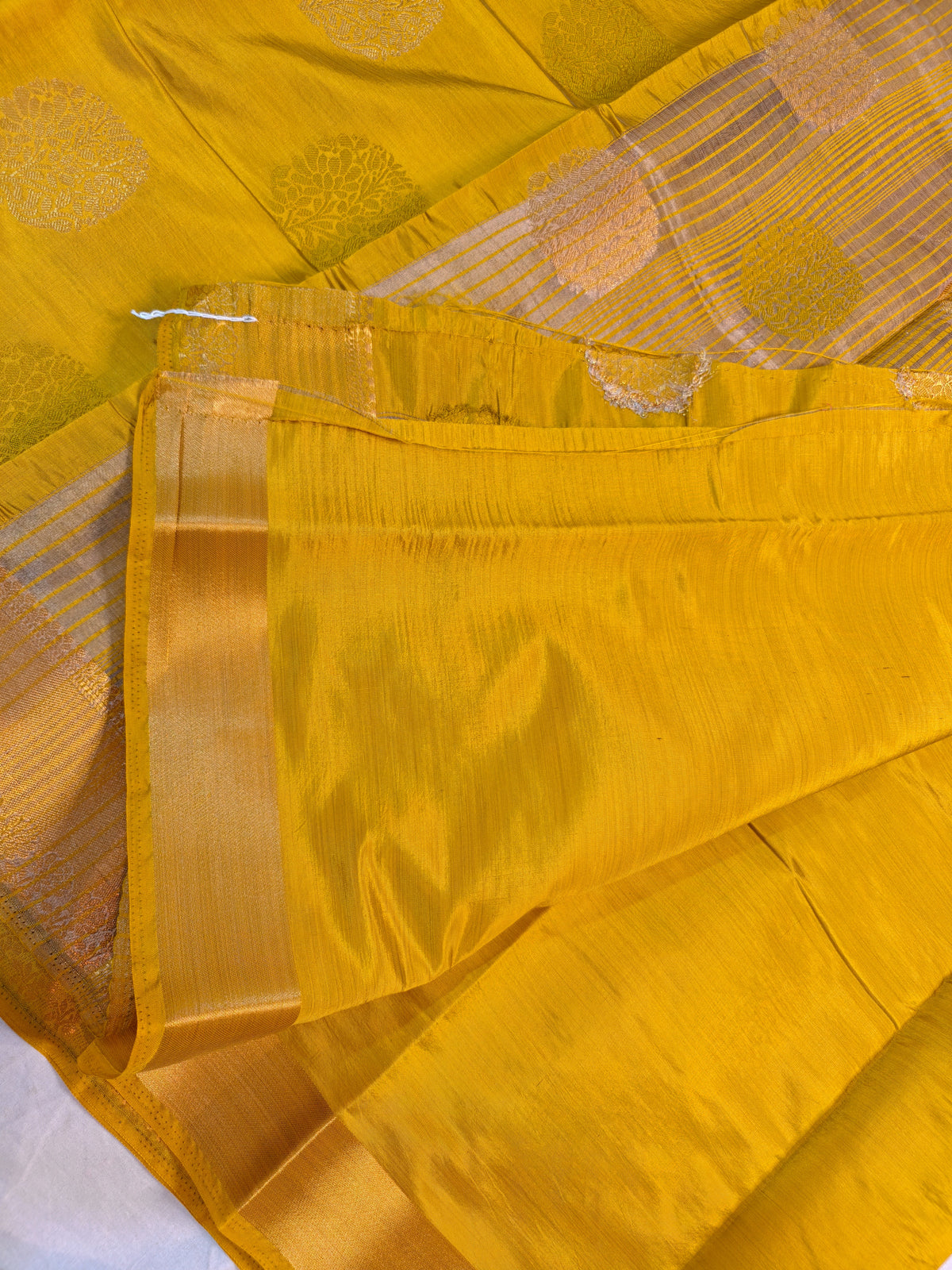 DOLA SILK YELLOW TONE WITH SLEEK GOLDEN WOVEN BORDER
