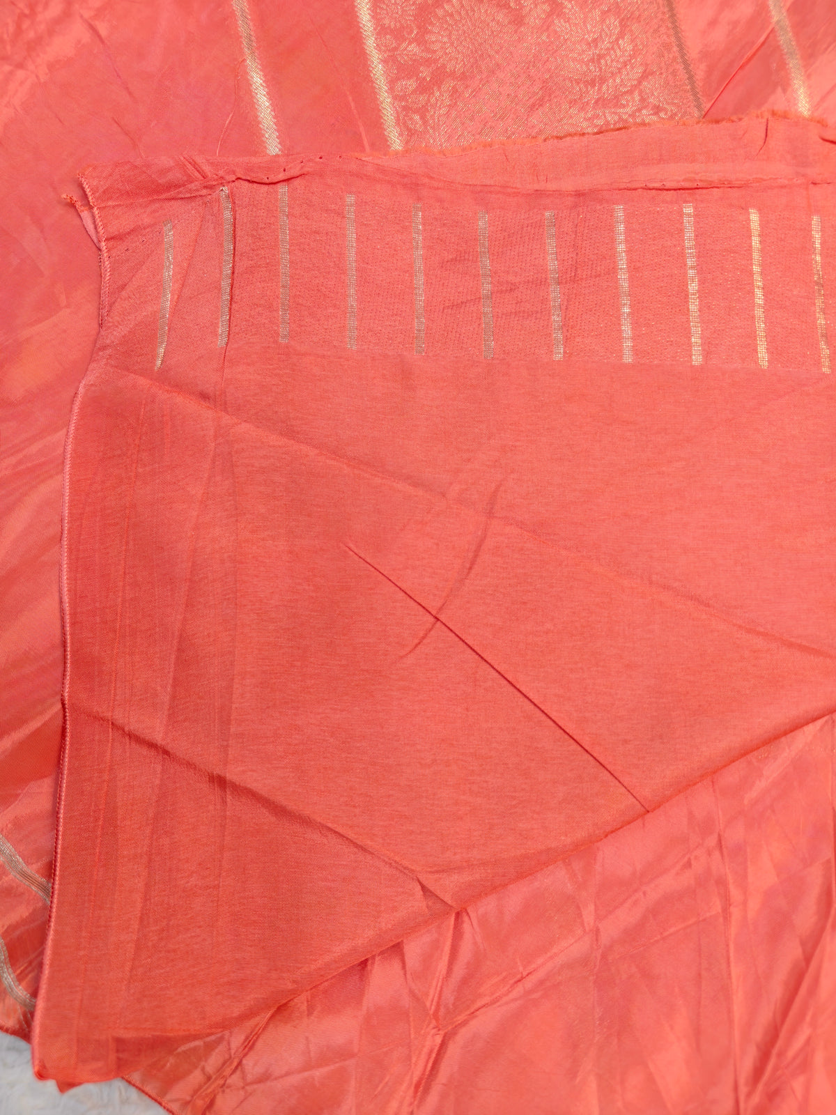 KOREAN SILK PEACH WITH GOLDEN ZARI BORDER