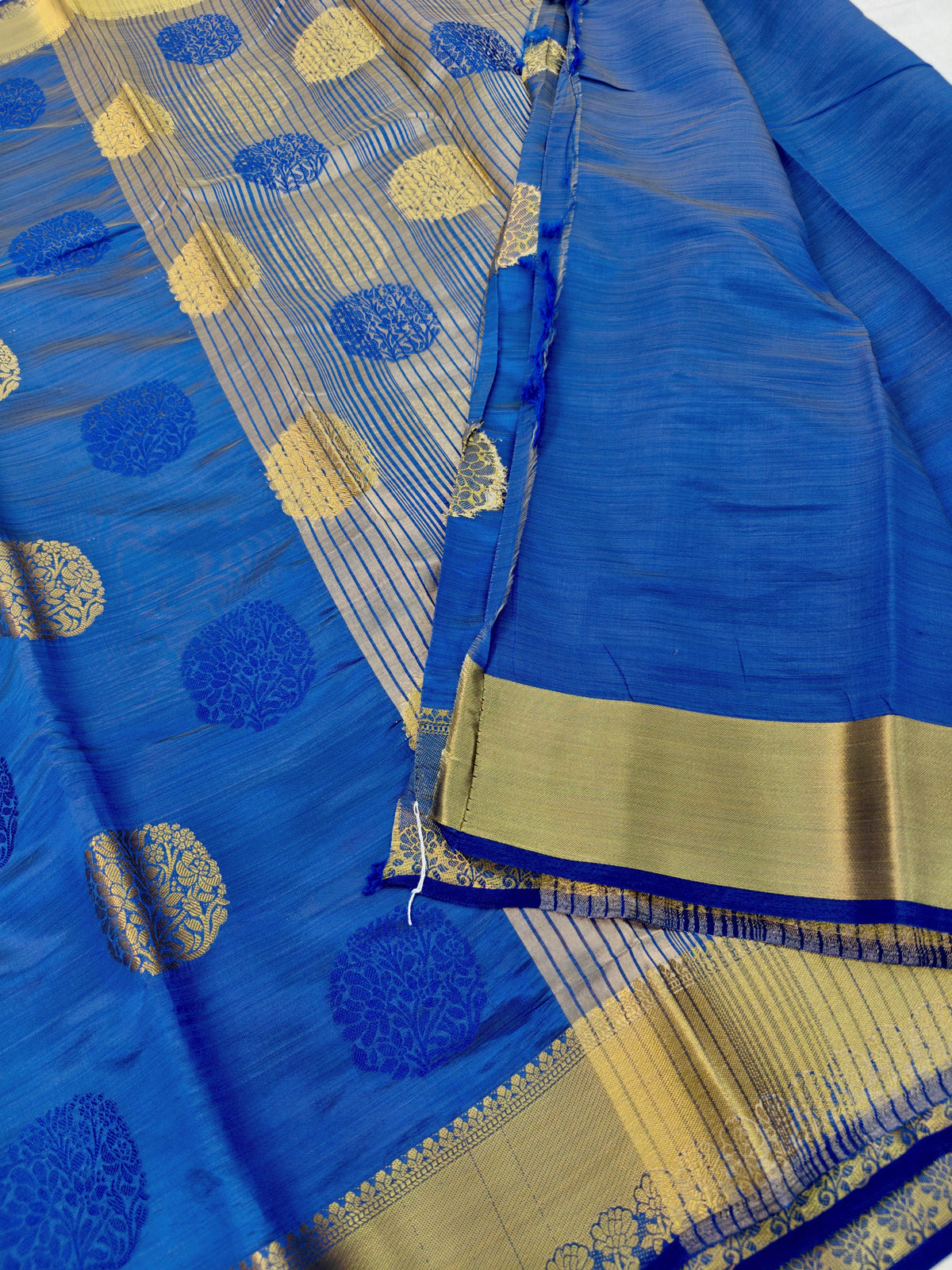 MATKA SILK IN ROYAL BLUE WITH ZARI RESHAM BOOTA